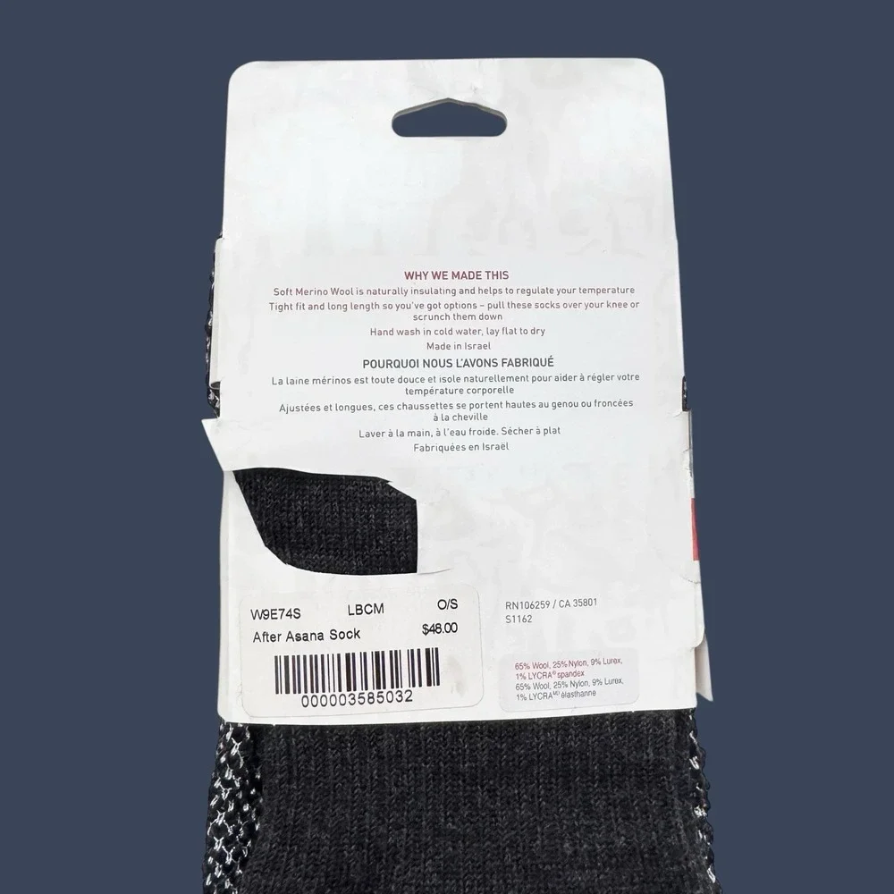 NEW - LULULEMON Ater Asana Sock Wool Heather Black Women's 6-9